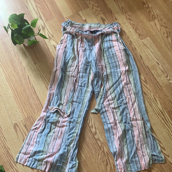 Indigo rein wide leg striped pants with a tie-belt - Picture 4 of 4